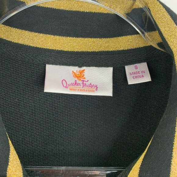 Quaker Factory Black & Gold Jacket Full Zip • S - Picture 2 of 6